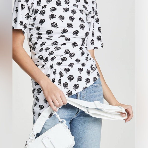 Kenzo white and Black Rose Patterned White short sleeve Tee small euc - Picture 2 of 11